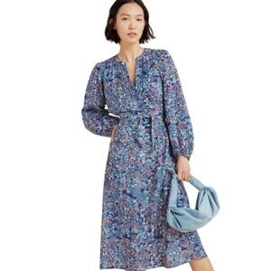 Velvet Graham & Spencer Beau Midi Dress Womens Small Blue Long Sleeve V-Neck